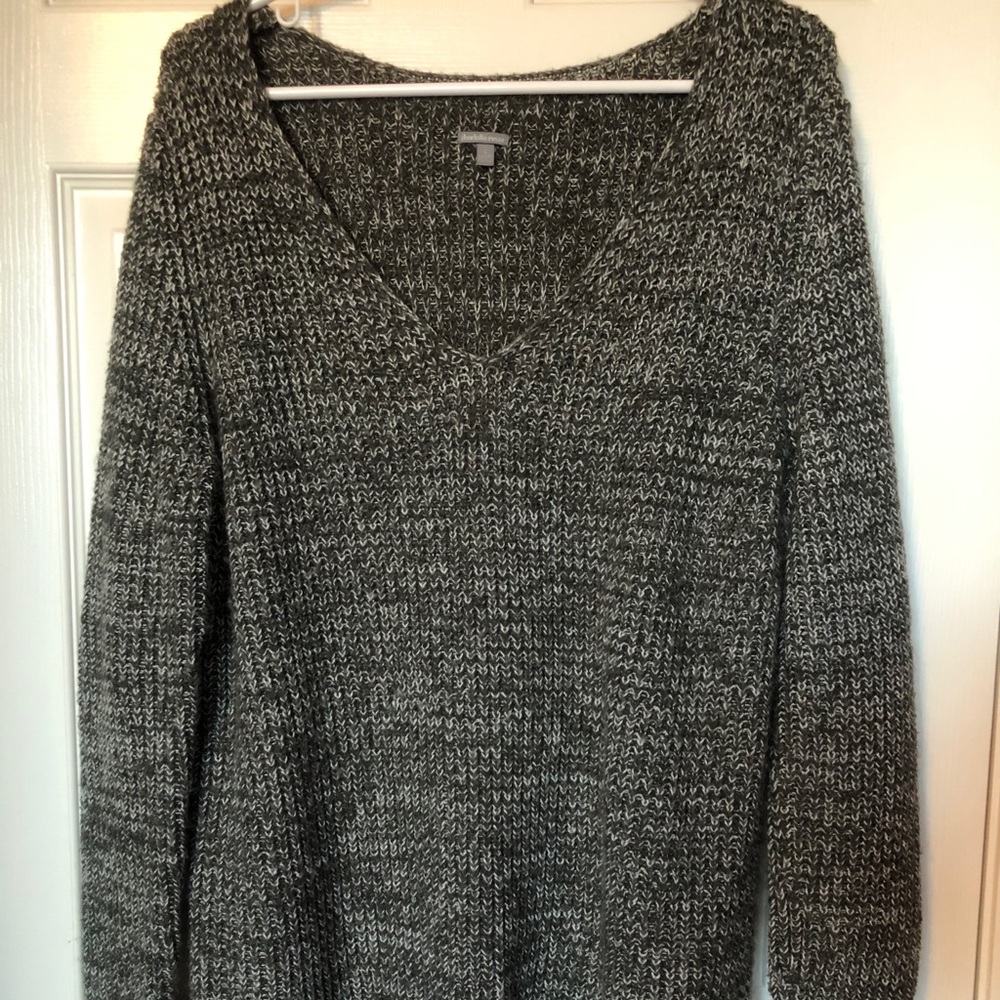 Charcoal grey and white sweater